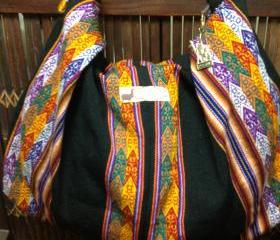 Black Aguayo Fabric Hobo Bag